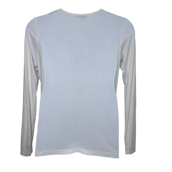 Anatomie white Henley top size large long sleeve stretch travel pockets STAIN - Picture 3 of 7